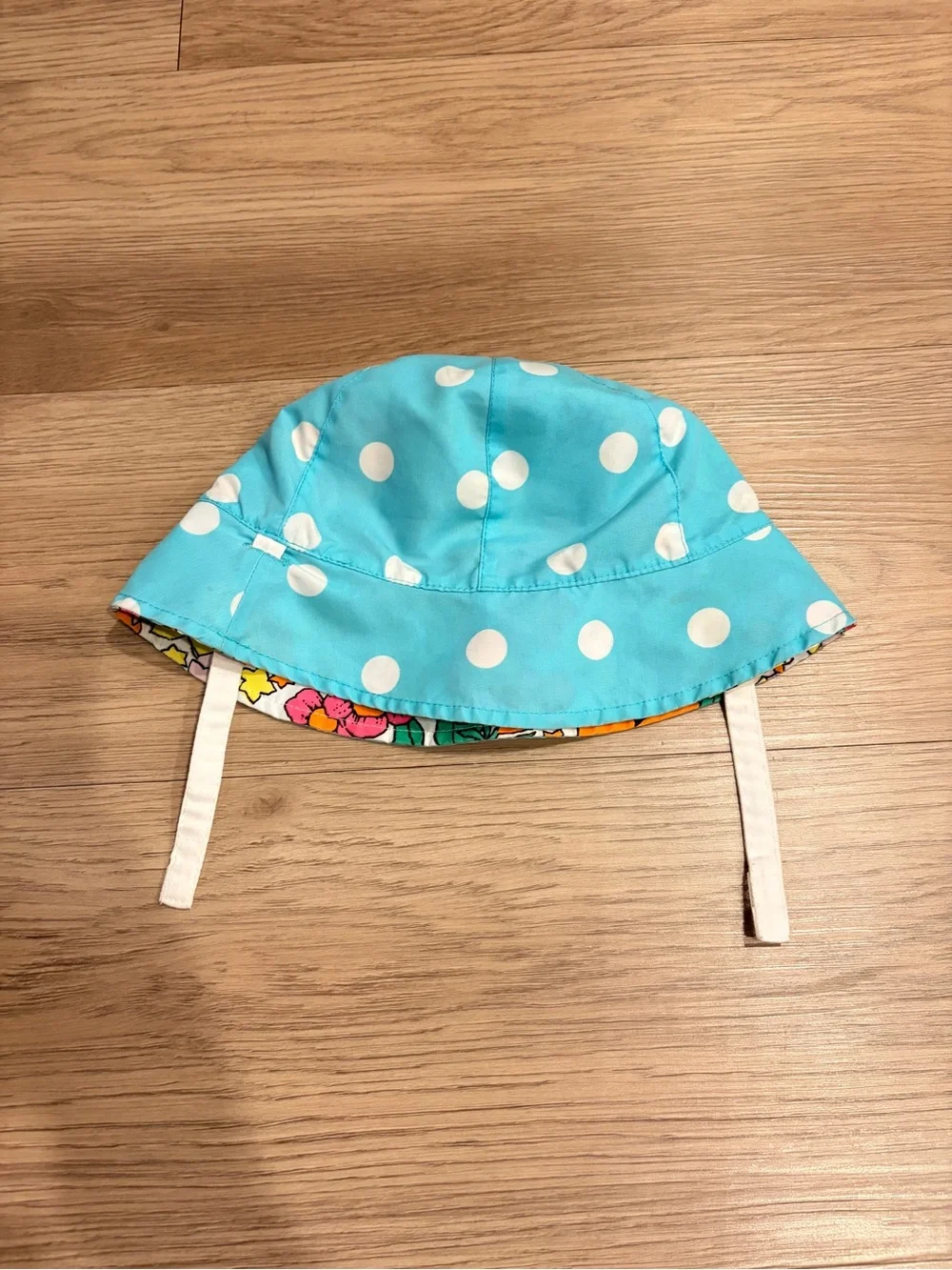 Reversible Floral & Polka Dot Baby Sun Hat 6-12 months